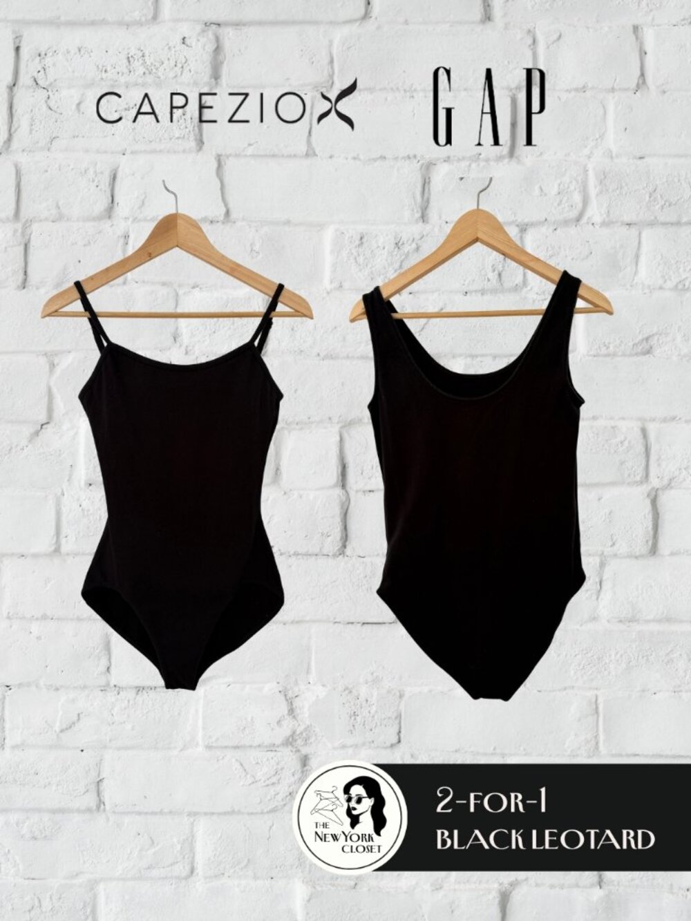 Capezio + Gap Leotard Bundle - 2 Black Tank Leotards - Size M/L
